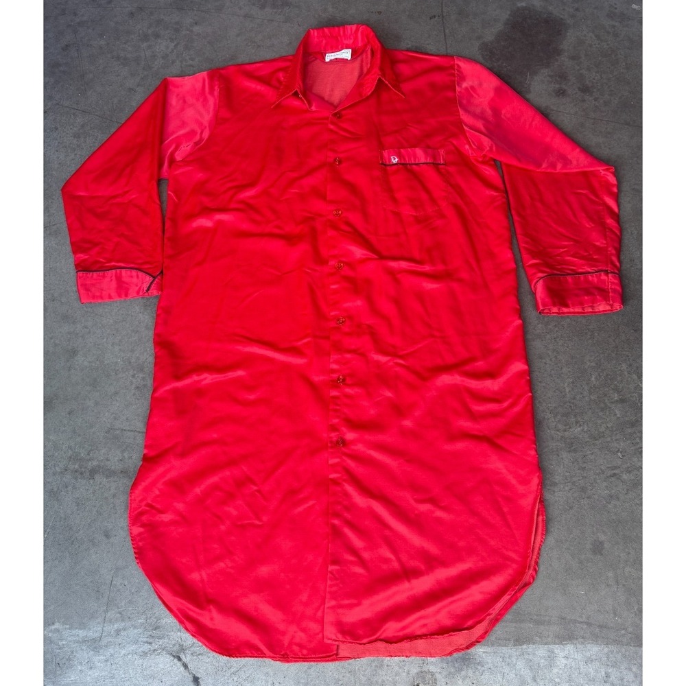 Vintage Mens‎ Sz Medium CHRISTIAN DIOR Nightwear Red Satin Robe